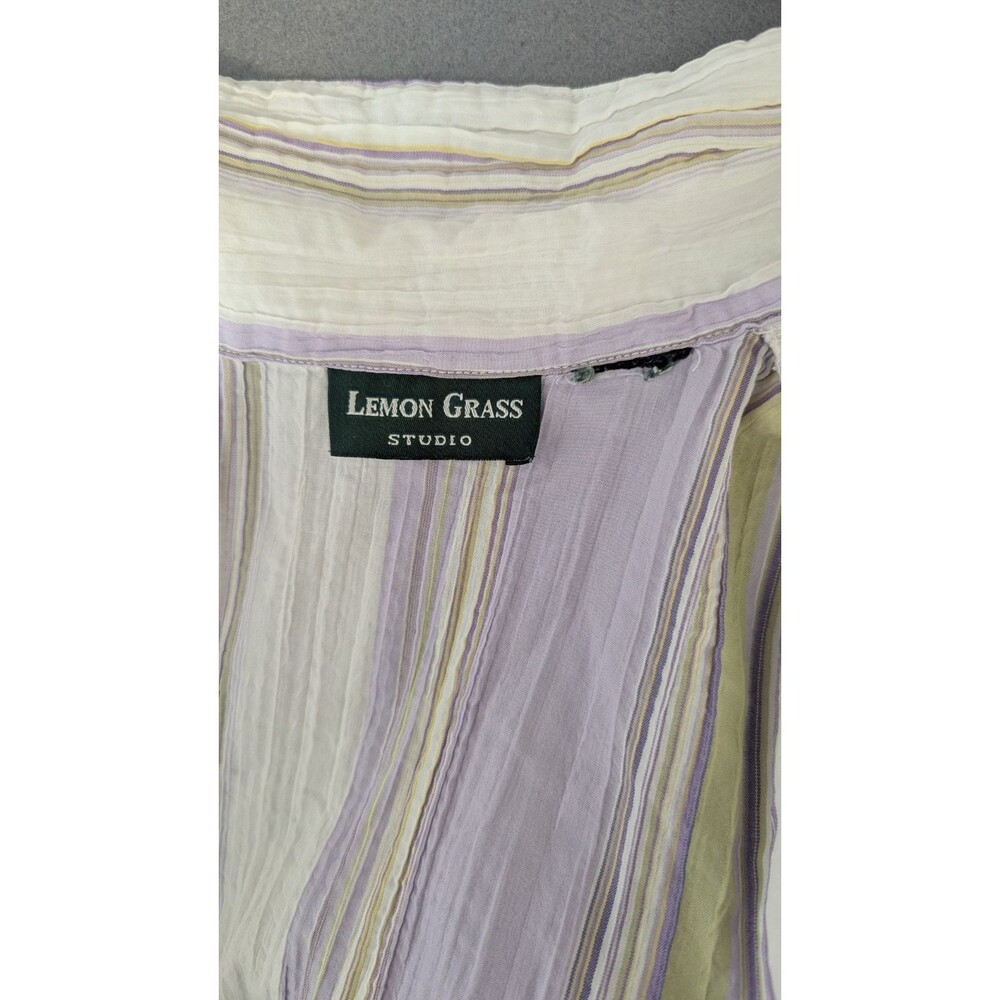 Lemon Grass Studio Purple Striped Sleeveless Button Up Top Small - Picture 4 of 5
